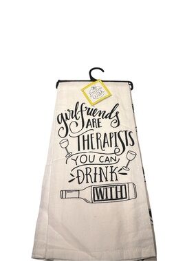Three Girls and a Wish Funny Girlfriend Wine Dish Towel Set of 2 NWT